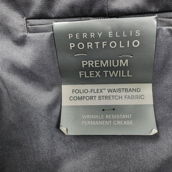 Perry Ellis Portfolio Pants Mens 36x34 Gray Premium Flex‎ Twill Dress Slacks - Picture 8 of 10